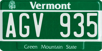 VT license plate AGV935