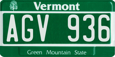 VT license plate AGV936