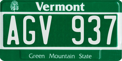 VT license plate AGV937
