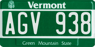VT license plate AGV938