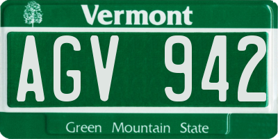 VT license plate AGV942