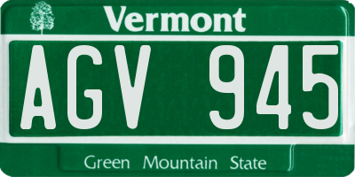 VT license plate AGV945