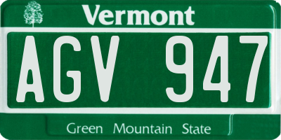 VT license plate AGV947