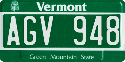 VT license plate AGV948