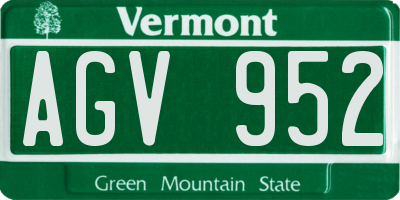 VT license plate AGV952