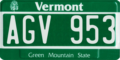 VT license plate AGV953