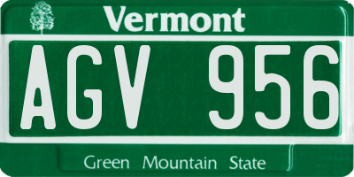 VT license plate AGV956