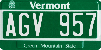 VT license plate AGV957