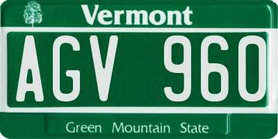 VT license plate AGV960