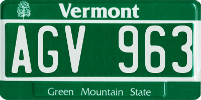 VT license plate AGV963