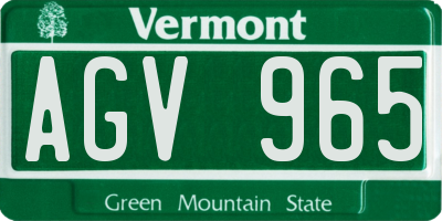VT license plate AGV965