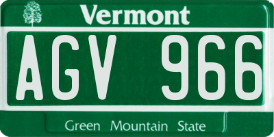 VT license plate AGV966