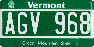VT license plate AGV968