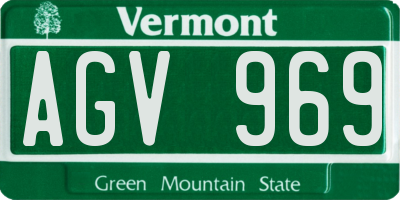 VT license plate AGV969