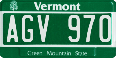 VT license plate AGV970