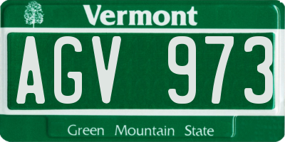 VT license plate AGV973