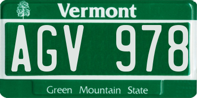 VT license plate AGV978