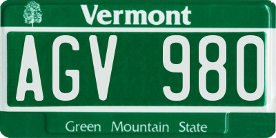 VT license plate AGV980