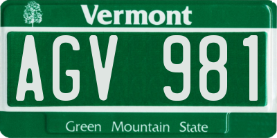 VT license plate AGV981