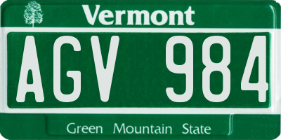 VT license plate AGV984