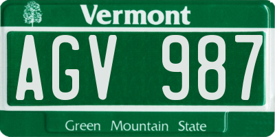 VT license plate AGV987