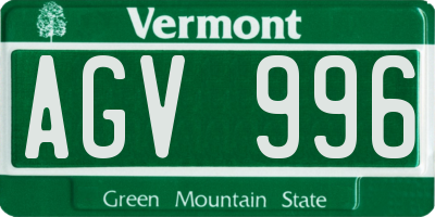 VT license plate AGV996