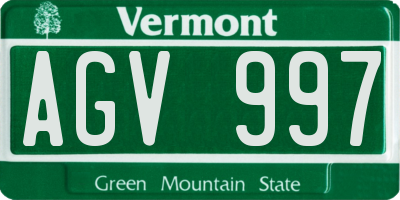 VT license plate AGV997