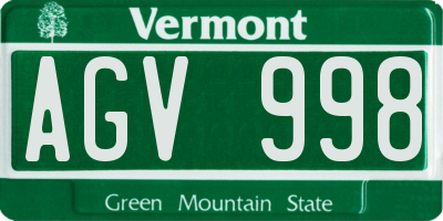 VT license plate AGV998