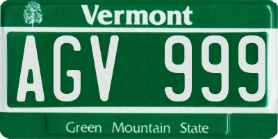 VT license plate AGV999