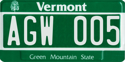 VT license plate AGW005