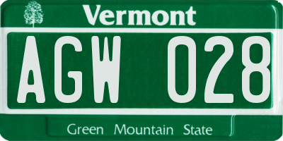 VT license plate AGW028