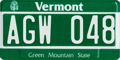 VT license plate AGW048