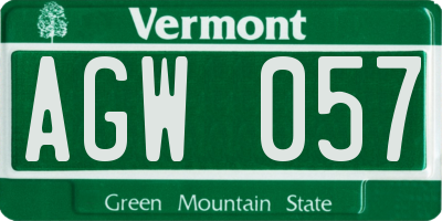 VT license plate AGW057