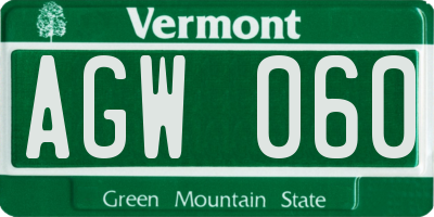 VT license plate AGW060