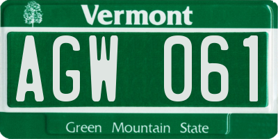 VT license plate AGW061