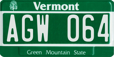 VT license plate AGW064