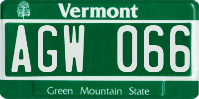 VT license plate AGW066