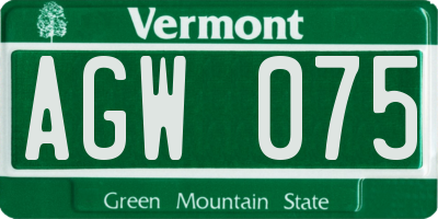 VT license plate AGW075