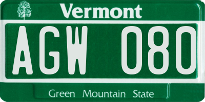 VT license plate AGW080