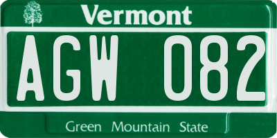 VT license plate AGW082