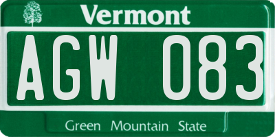 VT license plate AGW083