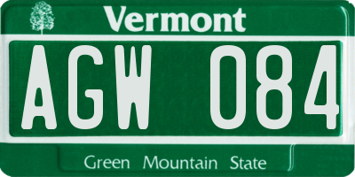 VT license plate AGW084