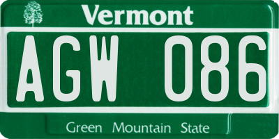 VT license plate AGW086