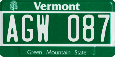 VT license plate AGW087