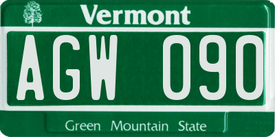 VT license plate AGW090