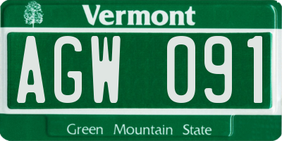 VT license plate AGW091