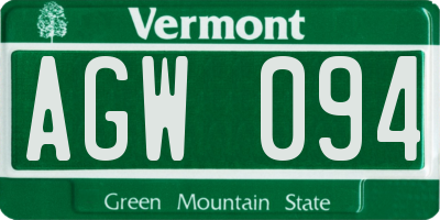 VT license plate AGW094