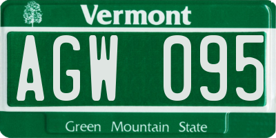 VT license plate AGW095