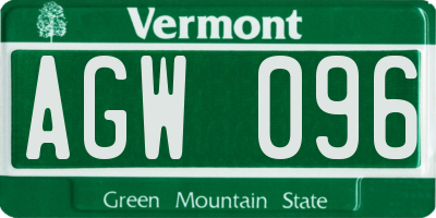 VT license plate AGW096