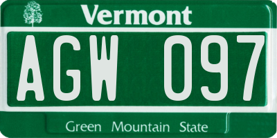 VT license plate AGW097